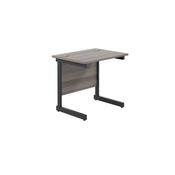 Jemini Rectangular Single Upright Cantilever Desk 800x600x730mm Grey Oak/Black KF819509