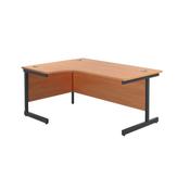 Jemini Radial Left Hand Single Upright Cantilever Desk 1600x1200x730mm Beech/Black KF819615