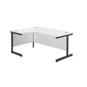 Jemini Radial Left Hand Single Upright Cantilever Desk 1600x1200x730mm White/Black KF819677