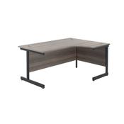 Jemini Radial Right Hand Single Upright Cantilever Desk 1600x1200x730mm Grey Oak/Black KF819714