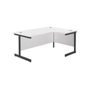 Jemini Radial Right Hand Single Upright Cantilever Desk 1600x1200x730mm White/Black KF819745 image