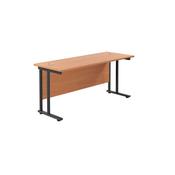 Jemini Rectangular Double Upright Cantilever Desk 1600x600mm Beech/Black KF819769 image