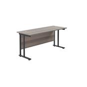 Jemini Rectangular Double Upright Cantilever Desk 1800x600x730mm Grey Oak/Black KF820215 image