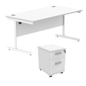 Astin Rectangular Desk 1600x800x730mm +2Drw Under Desk Pedestal Arctic White/Arctic White KF820217 image