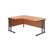 Jemini Radial Left Hand Double Upright Cantilever Desk 1600x1200x730mm Beech/Black KF820376 image