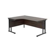 Jemini Radial Left Hand Double Upright Cantilever Desk 1600x1200x730mm Dark Walnut/Black KF820383