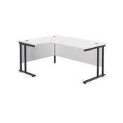 Jemini Radial Left Hand Double Upright Cantilever Desk 1600x1200x730mm White/Black KF820420