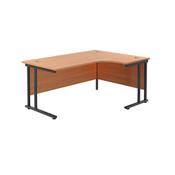 Jemini Radial Right Hand Double Upright Cantilever Desk 1600x1200x730mm Beech/Black KF820437 image