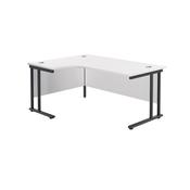 Jemini Radial Left Hand Double Upright Cantilever Desk 1800x1200x730mm White/Black KF820543
