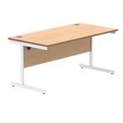 Polaris Rectangular Single Upright Cantilever Desk 1600x800x730mm Norwegian Beech/White KF821650 image