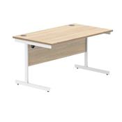 Polaris Rectangular Single Upright Cantilever Desk 1600x800x730mm Canadian Oak/White KF821770 image