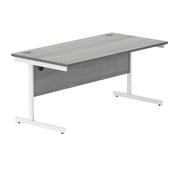Polaris Rectangular Single Upright Cantilever Desk 1600x800x730mm Alaskan Grey Oak/White KF822010 image
