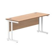 Polaris Rectangular Double Upright Cantilever Desk 1600x600x730mm Norwegian Beech/White KF822120