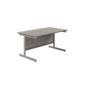 Jemini Single Upright Rectangular Desk 1200x800x730mm Grey Oak/Silver KF822631