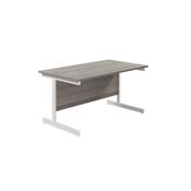 Jemini Single Upright Rectangular Desk 1200x800x730mm Grey Oak/White KF822641 image