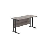 Jemini Rectangular Double Upright Cantilever Desk 1200x600x730mm Grey Oak/Black KF822967 image