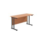 Jemini Rectangular Double Upright Cantilever Desk 1400x600x730mm Beech/Black KF823070 image
