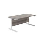 Jemini Single Upright Rectangular Desk 1600x800x730mm Grey Oak/White KF823278 image