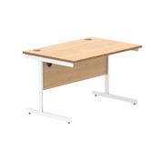 Astin Rectangular Single Upright Cantilever Desk 1200x800x730 Norwegian Beech/Arctic White KF824336 image