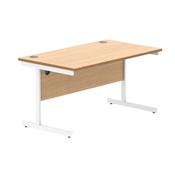 Astin Rectangular Single Upright Cantilever Desk 1400x800x730 Norwegian Beech/Arctic White KF824343 image