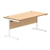 Astin Rectangular Single Upright Cantilever Desk 1600x800x730 Norwegian Beech/Arctic White KF824350 image