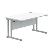 Polaris Rectangular Double Upright Cantilever Desk 1400x800x730mm Arctic White/Silver KF882348