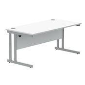 Polaris Rectangular Double Upright Cantilever Desk 1600x800x730mm Arctic White/Silver KF882349