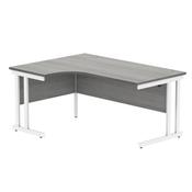 Polaris Left Hand Radial DU Cantilever Desk 1600x1200x730mm Alaskan Grey Oak/White KF882372
