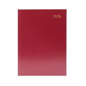 5 Star Desk Diary Day Per Page A5 Burgundy 2026 KFA51BG26