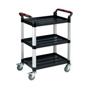 Barton Black and Silver 3 Shelf Standard Plastic Trolley White WHTT3SS