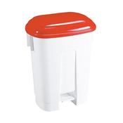 Derby 30 Litre White/Red Plastic Pedal Bin 348021
