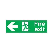 Safety Sign Fire Exit Running Man Arrow Left 150x450mm PVC FX04311R