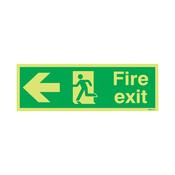 Safety Sign Niteglo Fire Exit Running Man Arrow Left 150x450mm PVC FX04311M