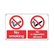 Signs and Labels No Smoking and No E-Cigarettes Sign Self Adhesive 100x250mm EL005USAV