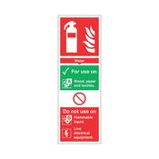 Safety Sign Fire Extinguisher Water For Use On PVC 300x100mm Rigid PVC F100/R