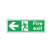 Safety Sign Fire Exit Running Man Arrow Left 150x450mm Self-Adhesive E97A/S