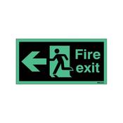 Safety Sign Niteglo Fire Exit Running Man Arrow Left 150x450mm Self-Adhesive NG27A/S