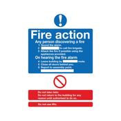Safety Sign Fire Action Words A4 Self Adhesive FR03550S