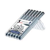 Staedtler Pigment Liner Assorted Width Black (Pack of 6) 308 SB6P1