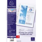 Exacompta 5507E A4 Expanding Punched Pockets, Clear, Top Opening, 25mm Gusset, Punched, Pack of 10