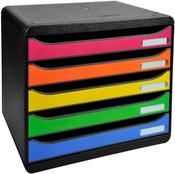 Exacompta - Ref 308798D - Iderama Collection - Big-Box Plus - 270 x 355 x 271mm in Size, Landscape, 5 Drawers Set, Suitable for A4+ Documents - Black/Harlequin