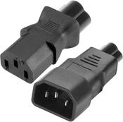 2-Pack IEC C14 to C5 Power Adapter – C13/C14 Male to C6 Cloverleaf Female Connector – 10A 250V AC Plug Converter for Laptops, UPS, and Monitors