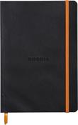 RHODIA 117402C - Black Flexible Notebook - A5 - Lined - 160 pages - Clairefontaine Ivory Paper 90 g/m - Bookmark, Elastic Closure - Faux Leather Cover - Rhodiarama Collection
