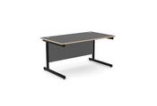 Ashford 1400 x 800mm Black Metal Leg Straight Desk Graphite Top With Ply Edge image