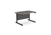 Ashford 1200 x 800mm Black Metal Leg Straight Desk Graphite Top With Ply Edge image