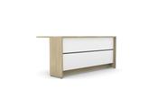 Linus Module 08 Modular Wooden Reception Desk Straight Unit - Urban Oak Panel, White Panel Cover