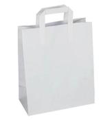 ValueX White Flat Handle Paper Bags - Medium Bag 8.5" x 4.5" x 10" - 250 x Per Case