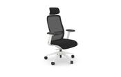 NV Posture Office Chair with Breathable Mesh Back and Adjustable Lumbar Support &amp; Headrest - White Frame With Black Fabric Seat