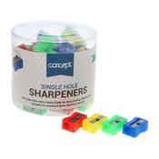 Concept Single Hole Pencil Sharpener Assorted Colours CDU Display – Manual Plastic Sharpener for School &amp; Office