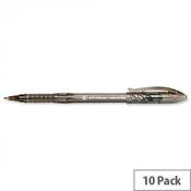 5 Star Office Grip Ball Pen 1.0mm Tip 0.4mm Line Black Pack of 10 910008